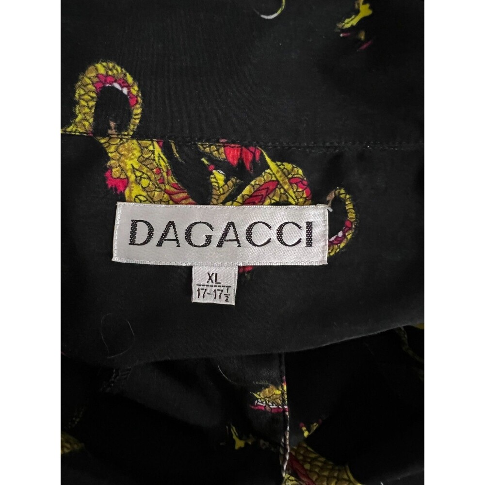 Dagacci Mens Shirt Size XL Black Dragons Print Button Up Short Sleeve - Picture 6 of 8